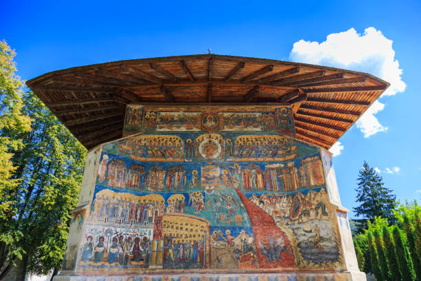 Europe, Romania. Bukovina, Sucevita,  Renowned for its painted monastery.