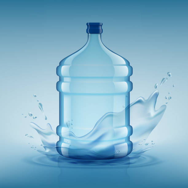 illustrations, cliparts, dessins animés et icônes de grande bouteille d'eau propre. récipient en plastique pour les frais. - pouring jug water liquid