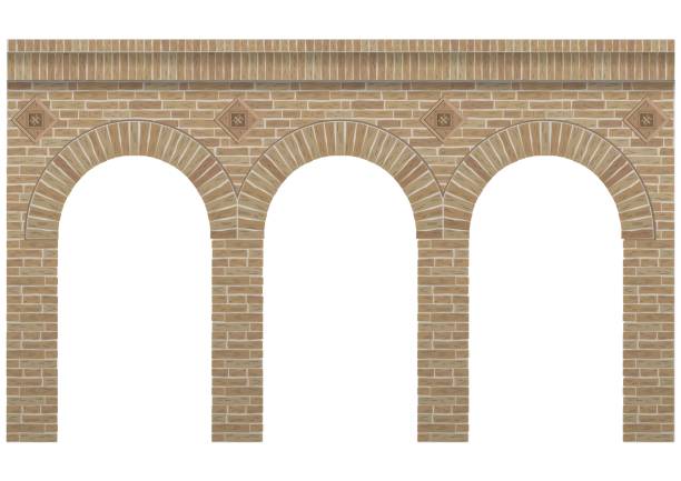 Vintage arcade Vintage arcade of the masonry. Wall and facade of the old brick. Vector graphics arches stock illustrations