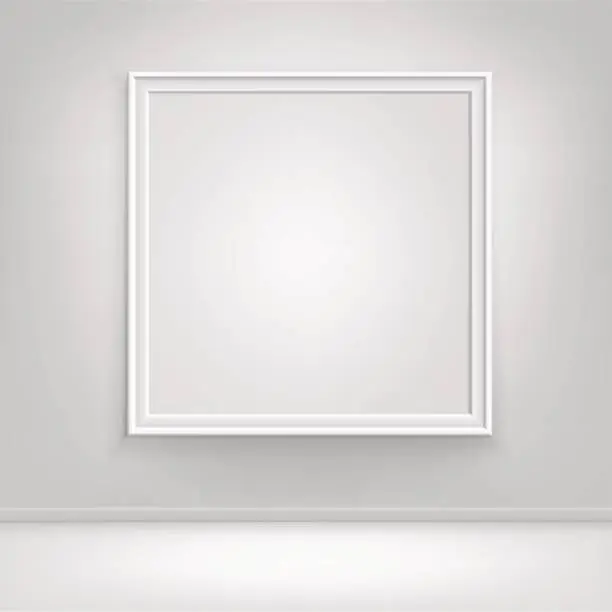 Photo of Vector Empty White Mock Up Poster Picture Frame on Wall