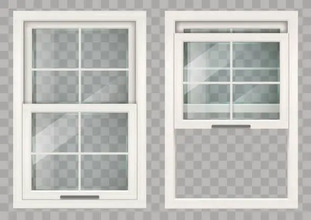 Vector illustration of Wooden Sliding window