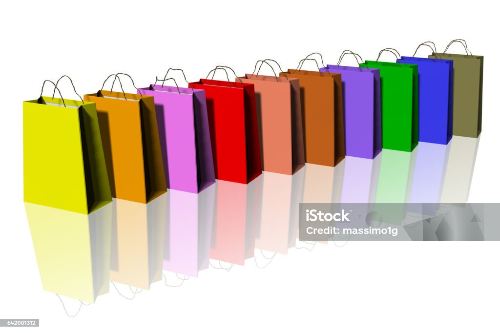 Colorful shopping bags Colorful shopping bags on a white background. Arts Culture and Entertainment Stock Photo