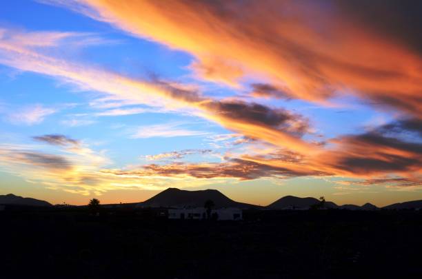 istock Landscape with sunset over Lanzarote. Canary Island. Spain. 642006990
