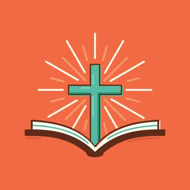 Vector illustration of Christianity Religious Bible Cross Symbol