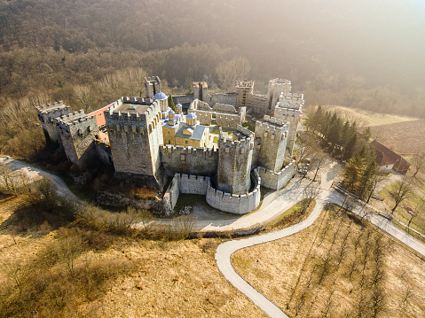 Photo of “Landstein” castle ruins aerial view in Czech Republic