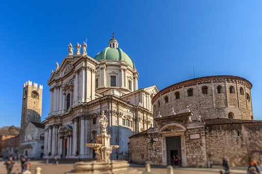 Cityscape image of historical centre of Syracuse, Sicily, Italy with old square and Syracuse Cathedral at sunrise.