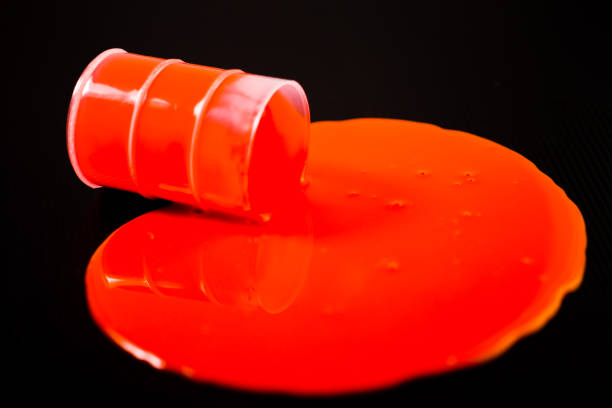 istock Orange slime spills out of barrel 642015758