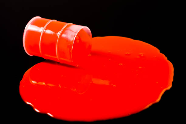 istock Orange slime spills out of barrel 642016118
