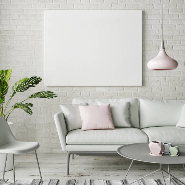 istock Mock up poster, hipster living room design 642023970