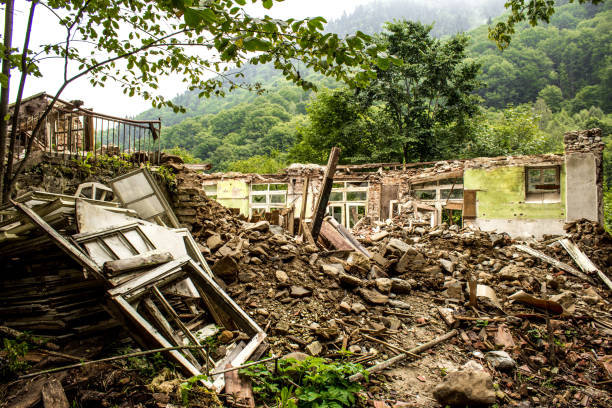 istock Destroyed and abandoned building in the mountains 642031982