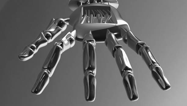 istock Robotic mechanical cybernetic metal arm. 3d rendering 642032146