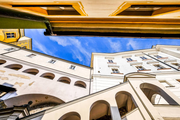 passau - bavaria - old town old town of the famous bavarian village passau inn river stock pictures, royalty-free photos & images