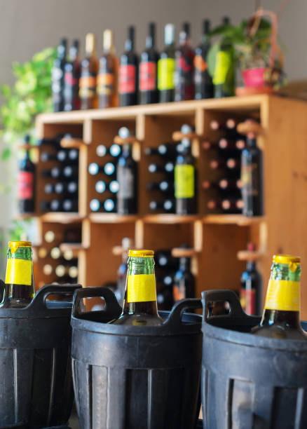 Wine bottles in the wine store.
