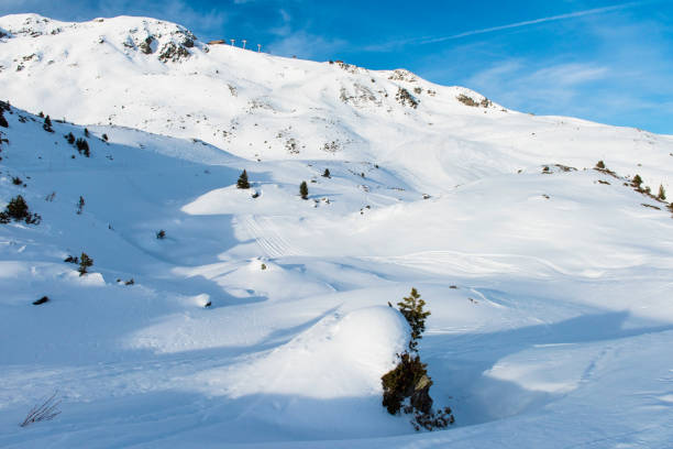istock Panoramic view of an alpine snowy mountain 642036026