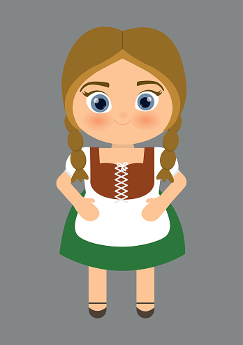 Girl cartoon costume traditional icon. Germany. Vector graphic