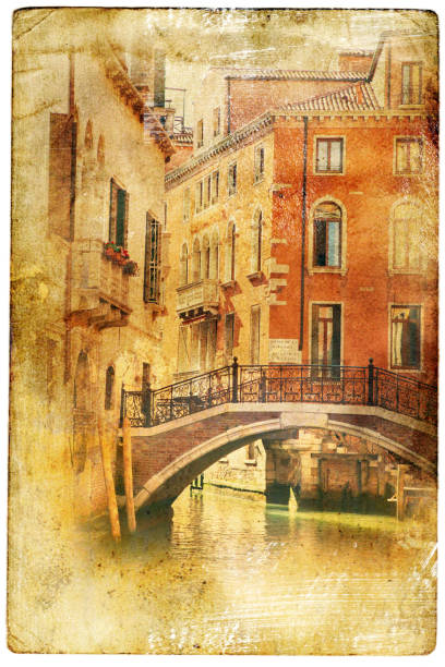 vedute di venezia in stile vintage artistico - photography urban scene venice italy veneto foto e immagini stock