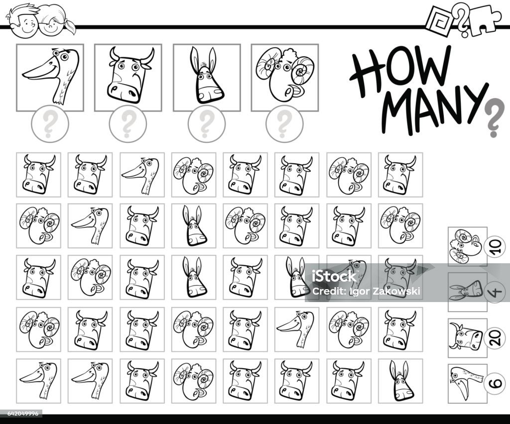 Count Farm Animals Coloring Page Stock Illustration - Download Image Now -  Agriculture, Animal, Black And White - iStock