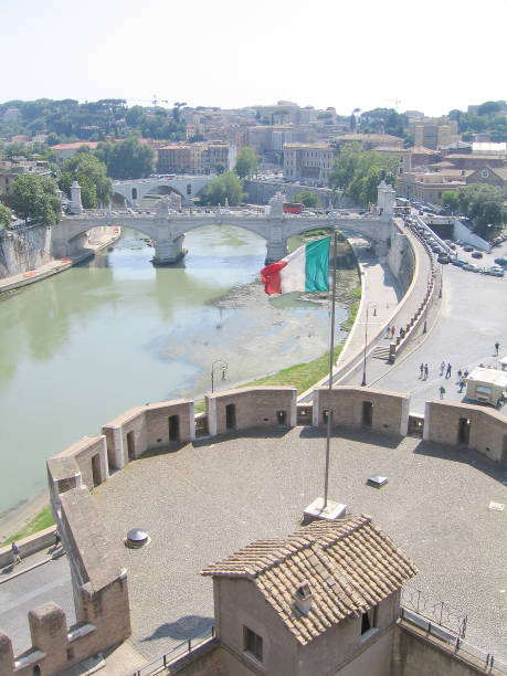 italia, roma. vista della città dal castello di sant'angelo - nobody aerial view landscape rural scene foto e immagini stock