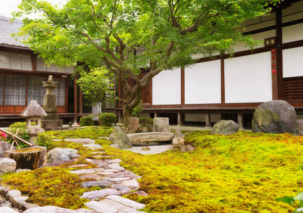 Formal rock and moss garden at Japanese Buddhist temple