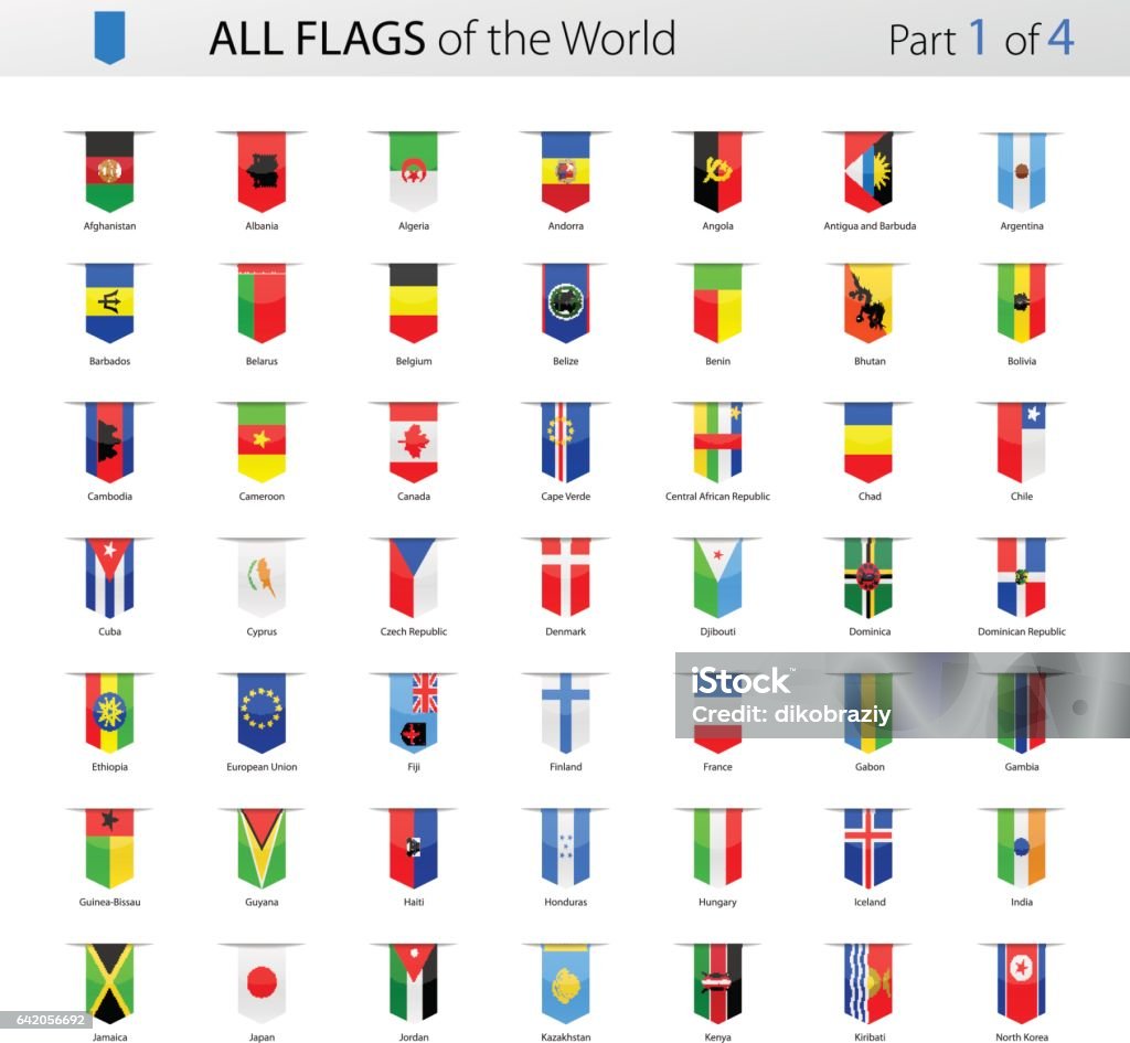 All World Bookmark Label Vector Flags - Collection Vector Collection of All World Vector Flags National Flag stock vector