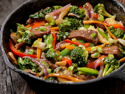 Beef and Broccoli Stir Fry in a Cast Iron Skillet