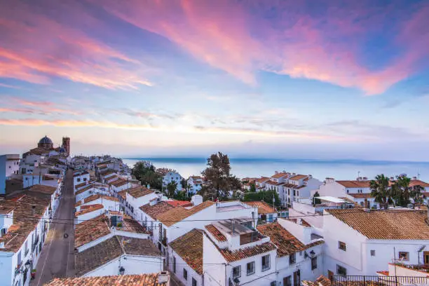 Altea white houses at sunset in Costa Blanca, Spain