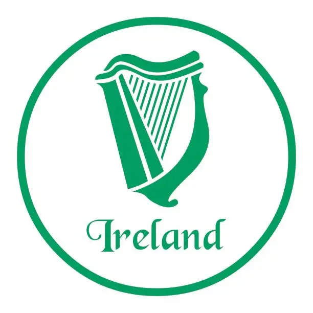 Vector illustration of Ireland emblem with celtic harp