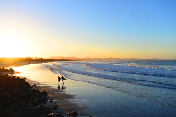 Byron Bay Sunset in Byron Bay, Australia byron bay stock pictures, royalty-free photos & images