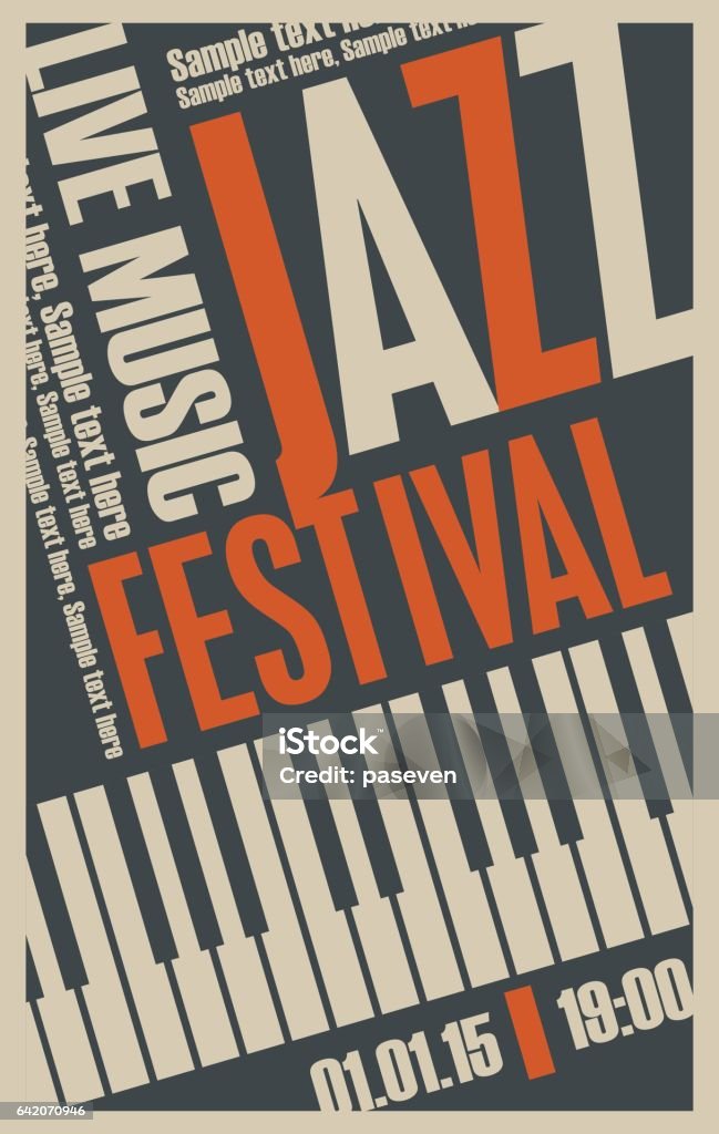 Póster para el festival de jazz - arte vectorial de Jazz libre de derechos