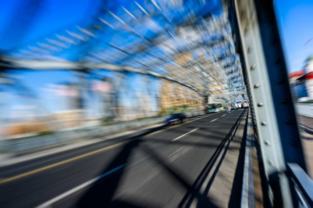 blurred traffic view on the Waibaidu bridge in Shanghai,China.
