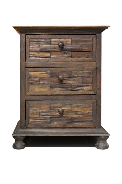 istock Antique wooden bedside cabinet isolated on a white background 642073088