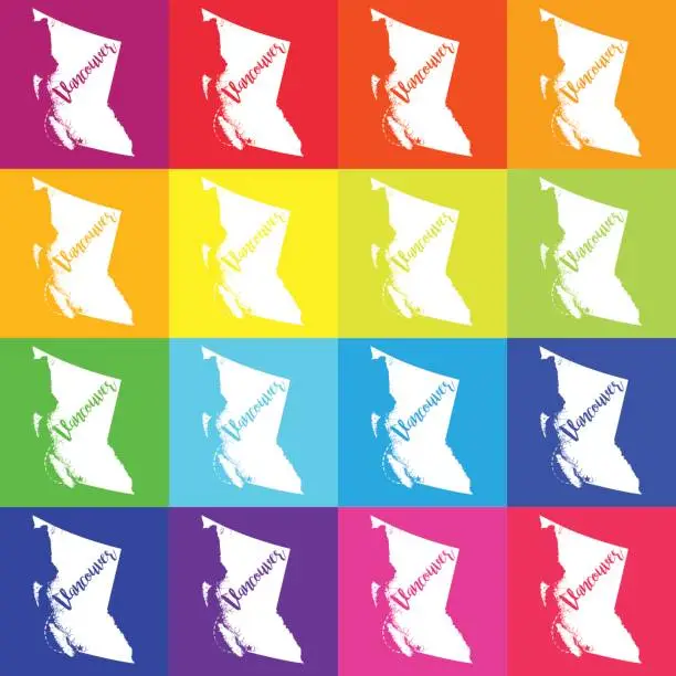 Vector illustration of Vector Multi Colored Map Set of British Columbia