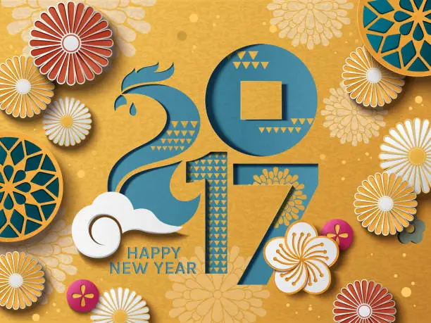 Vector illustration of 2017 Happy New Year template