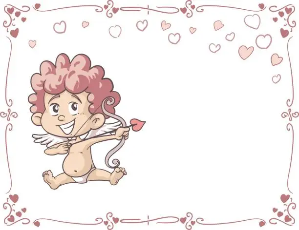 Vector illustration of Wedding Invitation with Cupid Vector Card Design