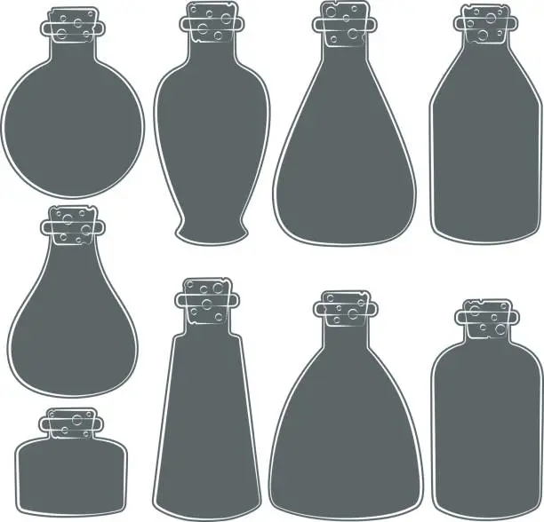 Vector illustration of Vector set with the image of the vials, tubes