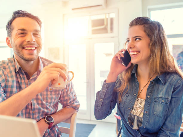 istock Young loving couple enjoying their day in a cafe 642104562