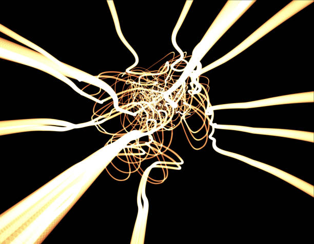 istock Pretty technology lines of particle background 642107950