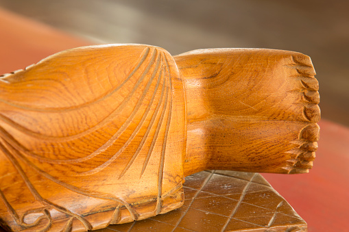 foot buddha wooden carving. Thai style wooden carving