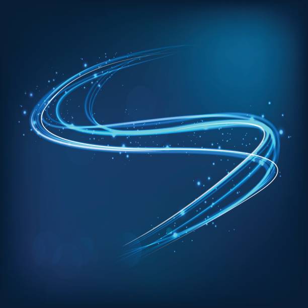 Light curve on blue glow space background vector art illustration