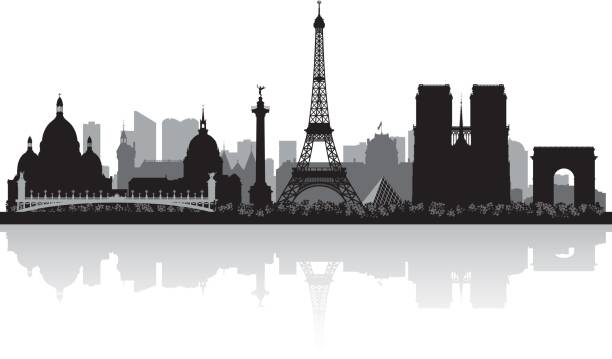 ilustraciones, imágenes clip art, dibujos animados e iconos de stock de silueta de los edificios de la ciudad de parís, francia - paris