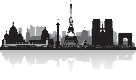 Paris France city skyline vector silhouette illustration