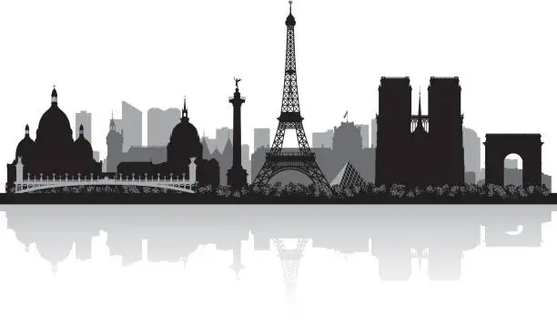 Vector illustration of Paris France city skyline silhouette