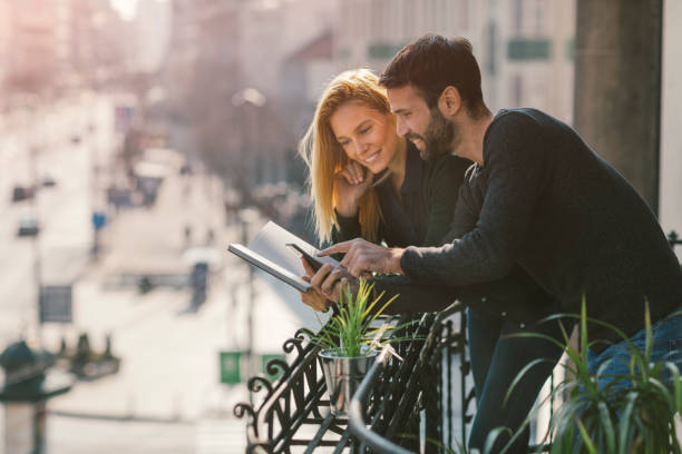 istock Couple on hotel balcony 642169982