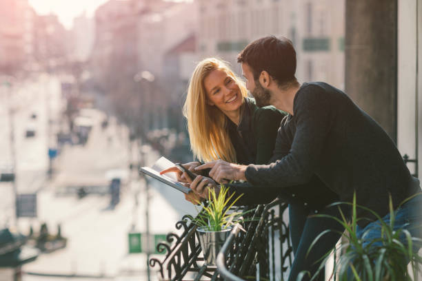 Couple on hotel balcony