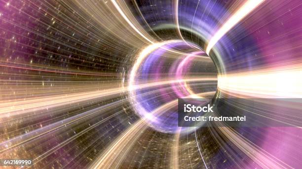 3d Rendering Cosmic Wormhole Tunnel Stock Photo - Download Image Now - Black Hole - Space, Tunnel, Circle