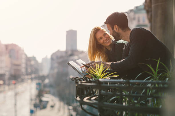 istock Couple on hotel balcony 642170008