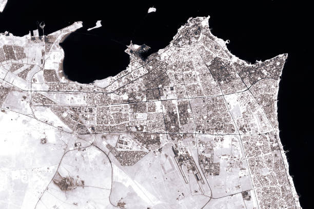 istock Kuwait City Abstract City Map Black And White 642173978