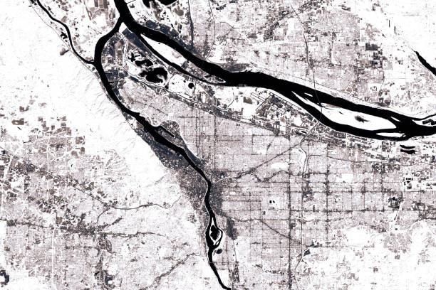 Portland Abstract City Map Black And White