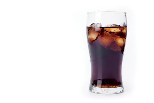 istock Cola in clear glass with ice. White background 642182146