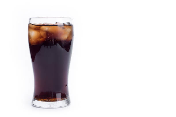 istock Cola in clear glass with ice. White background 642182208